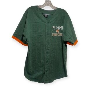 Miami Hurricanes Florida College NCAA Green Button-Up Vintage Jersey Shirt